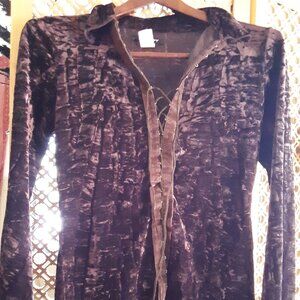 Chocolate Brown lace front velvet fitted shirt